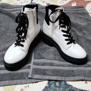 Indigo rd.  White lace up ankle boots